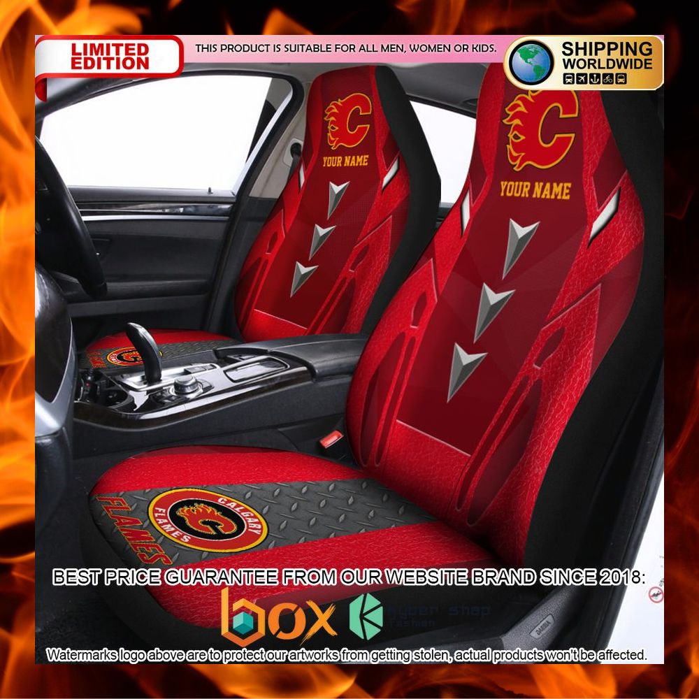 BEST Personalized Calgary Flames Car Seat Covers 13