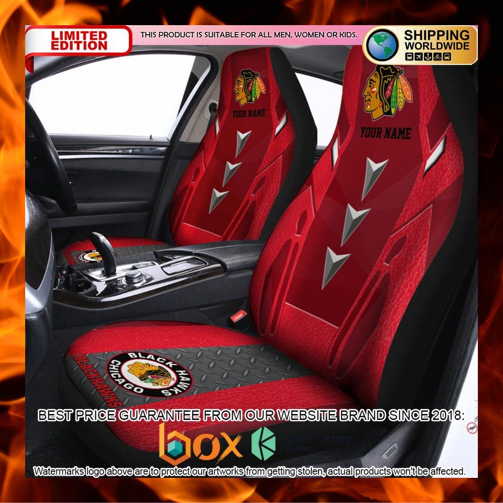 BEST Personalized Chicago Blackhawks Car Seat Covers 13