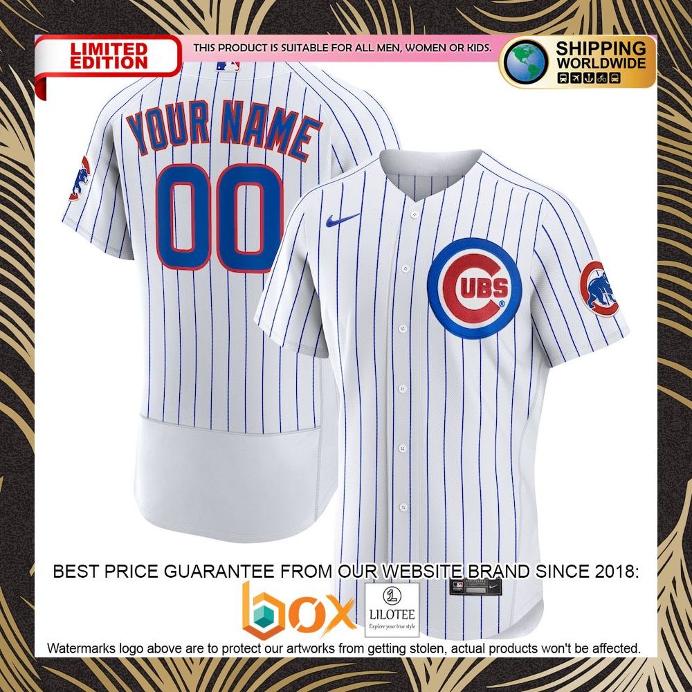 NEW Personalized Chicago Cubs Home Authentic White Baseball Jersey 4