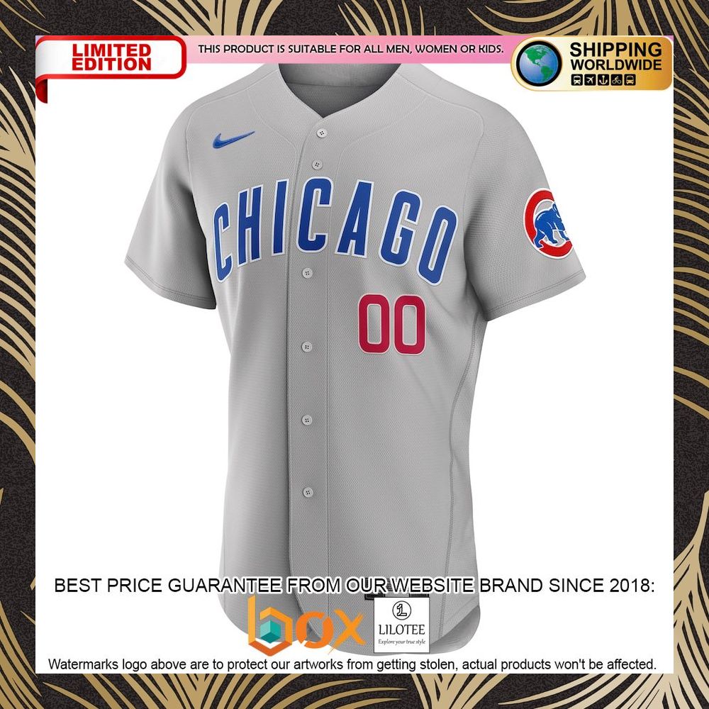 NEW Personalized Chicago Cubs Road Authentic Gray Baseball Jersey 5