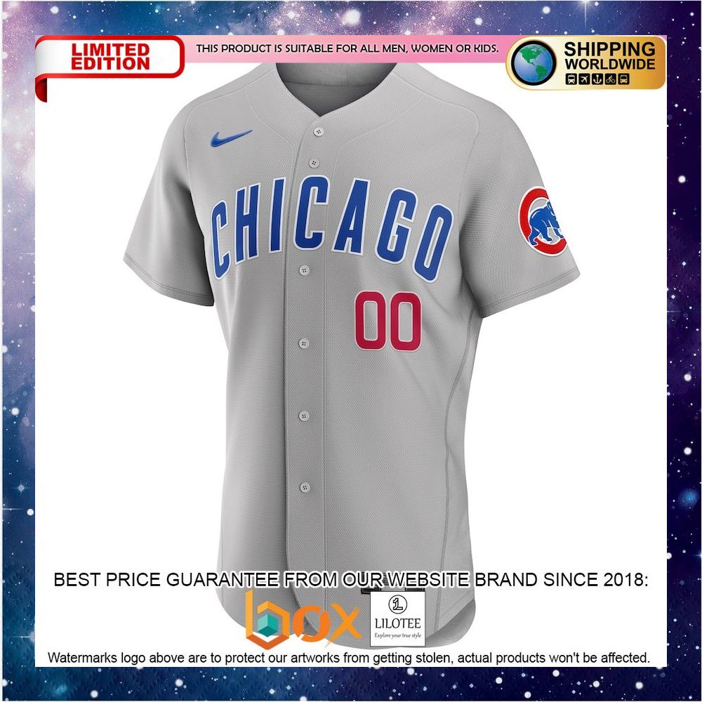 NEW Personalized Chicago Cubs Road Authentic Gray Baseball Jersey 2