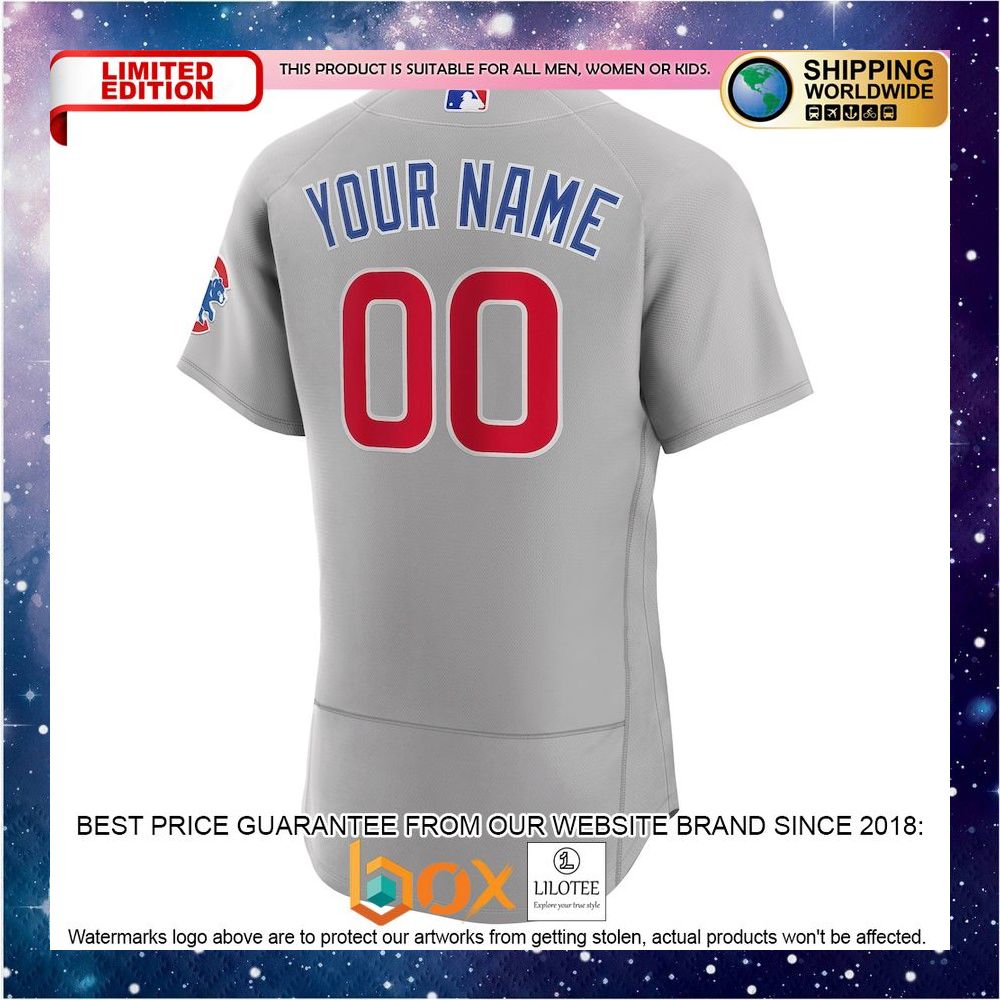 NEW Personalized Chicago Cubs Road Authentic Gray Baseball Jersey 3