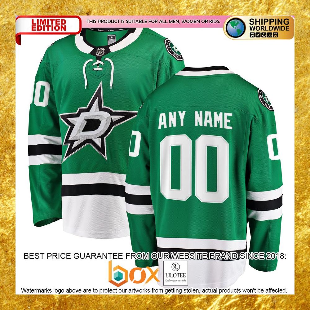 NEW Personalized Dallas Stars Home Green Hockey Jersey 4