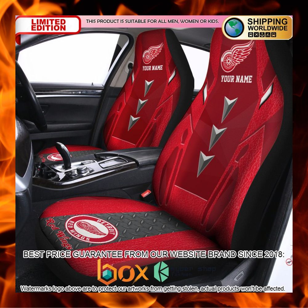BEST Personalized Detroit Red Wings Car Seat Covers 3