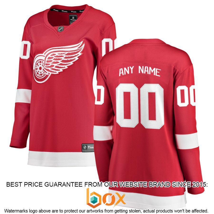 NEW Personalized Detroit Red Wings Women's Home Red Hockey Jersey 1