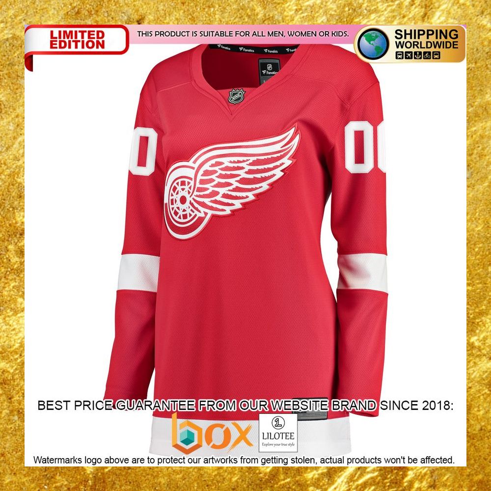 NEW Personalized Detroit Red Wings Women's Home Red Hockey Jersey 6