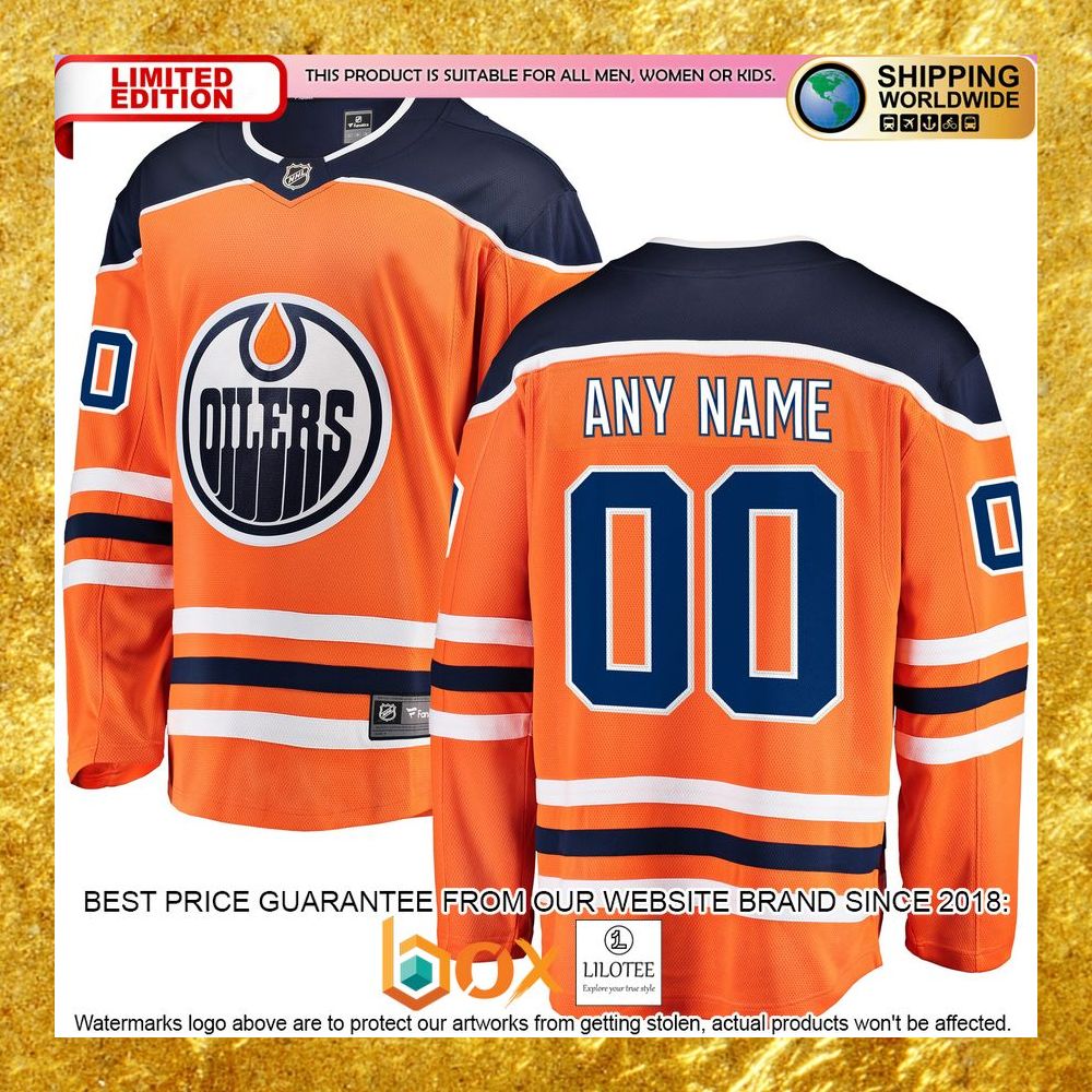 NEW Personalized Edmonton Oilers Home Orange Hockey Jersey 5