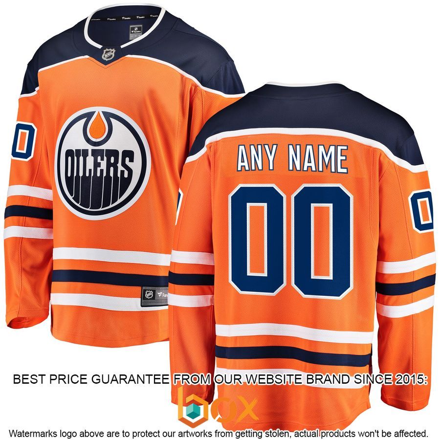 NEW Personalized Edmonton Oilers Home Orange Hockey Jersey 1