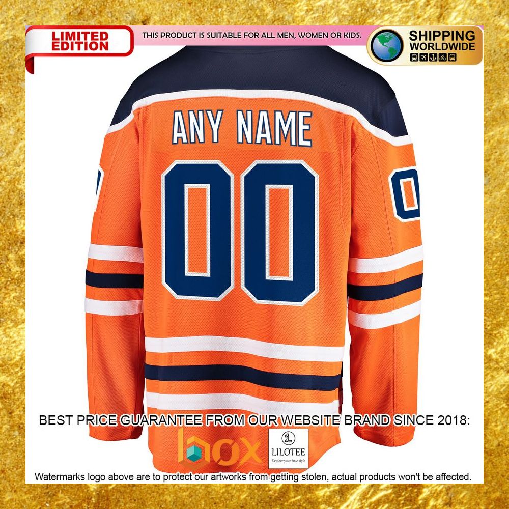NEW Personalized Edmonton Oilers Home Orange Hockey Jersey 7