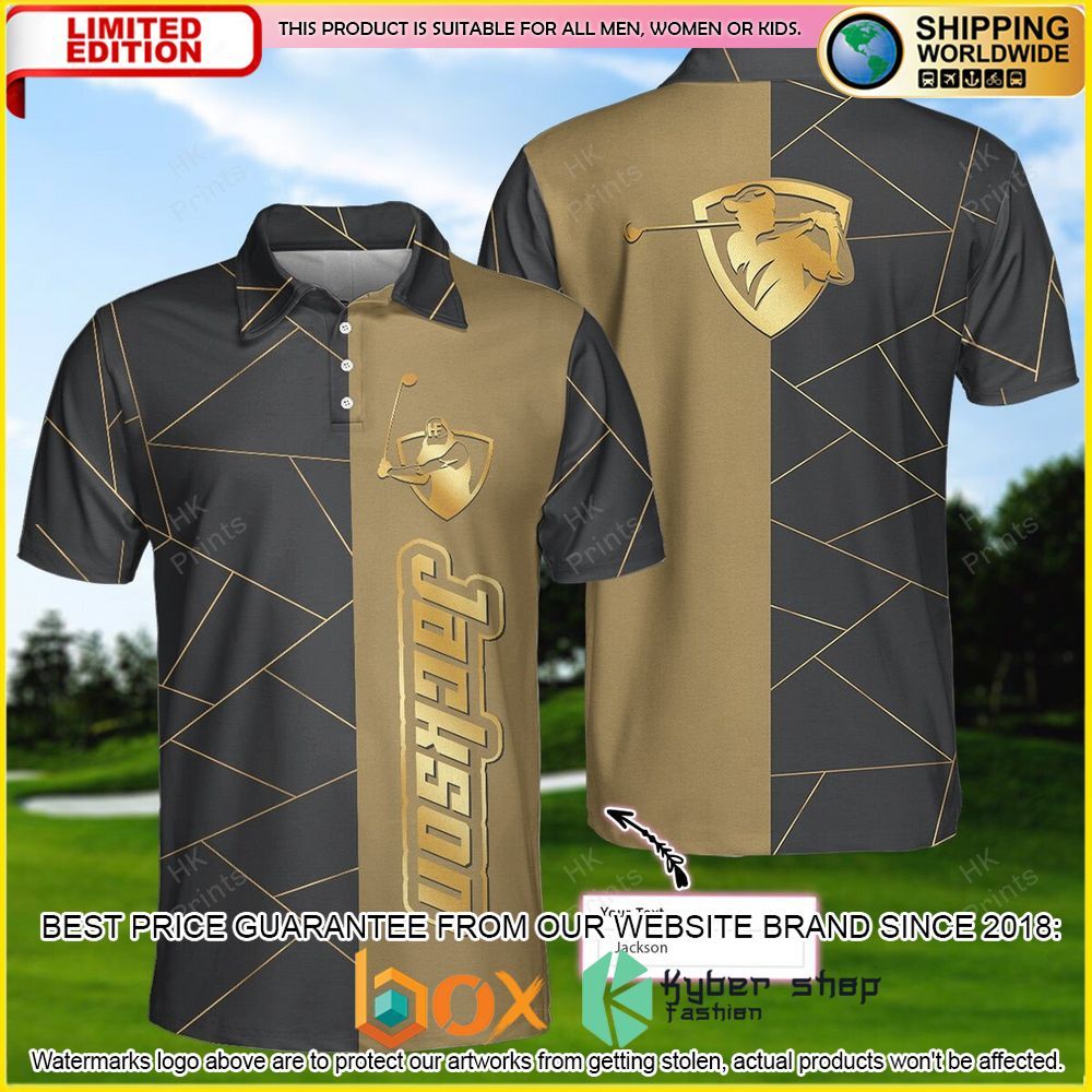 HOT Personalized Golden Lines 3D Premium Polo Shirt 20