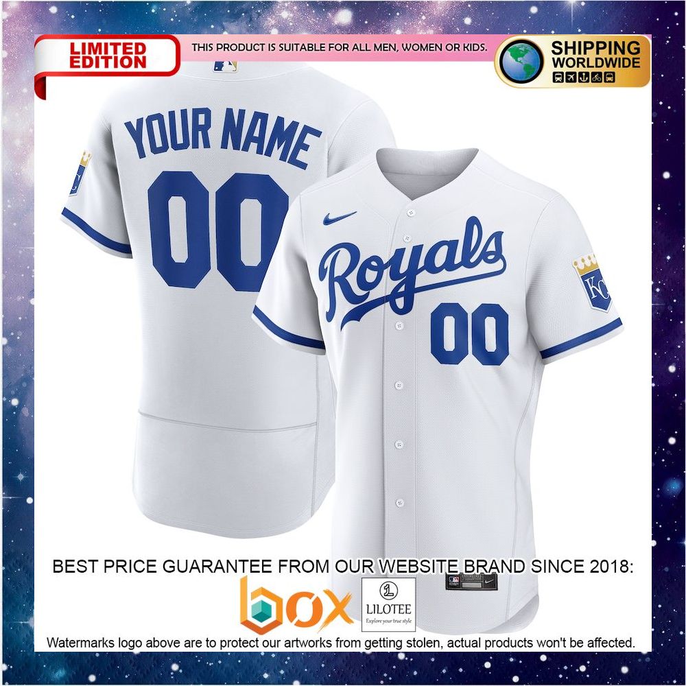 NEW Personalized Kansas City Royals Official Authentic White Baseball Jersey 1