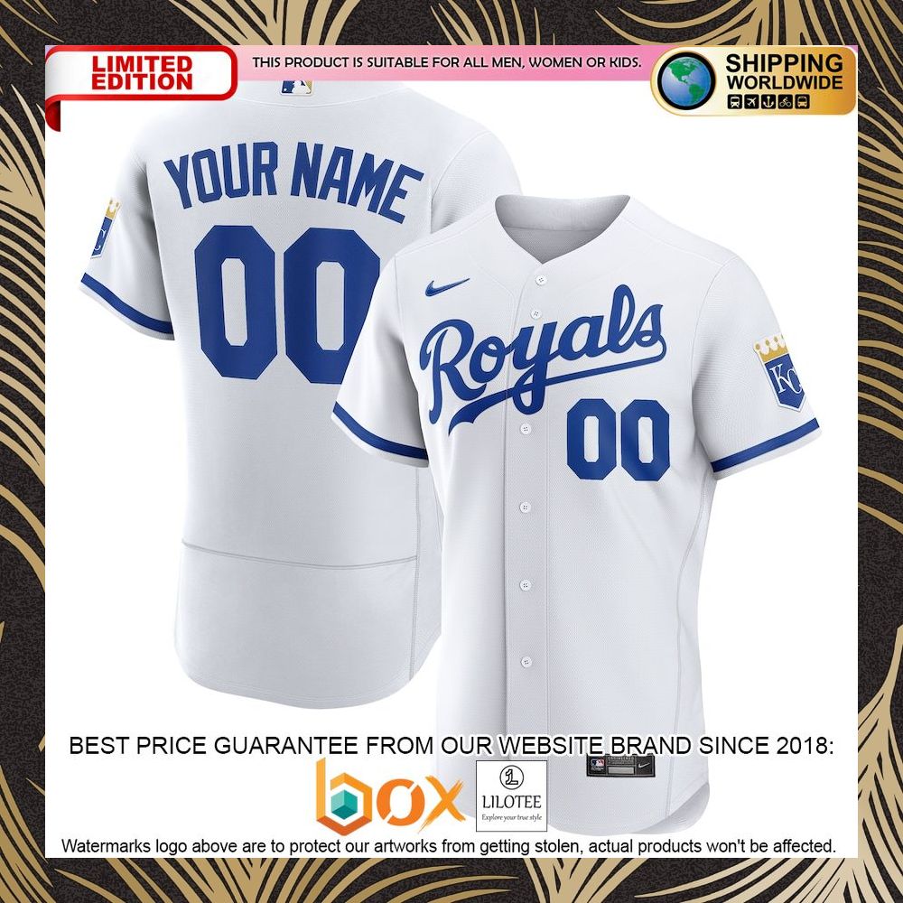NEW Personalized Kansas City Royals Official Authentic White Baseball Jersey 4