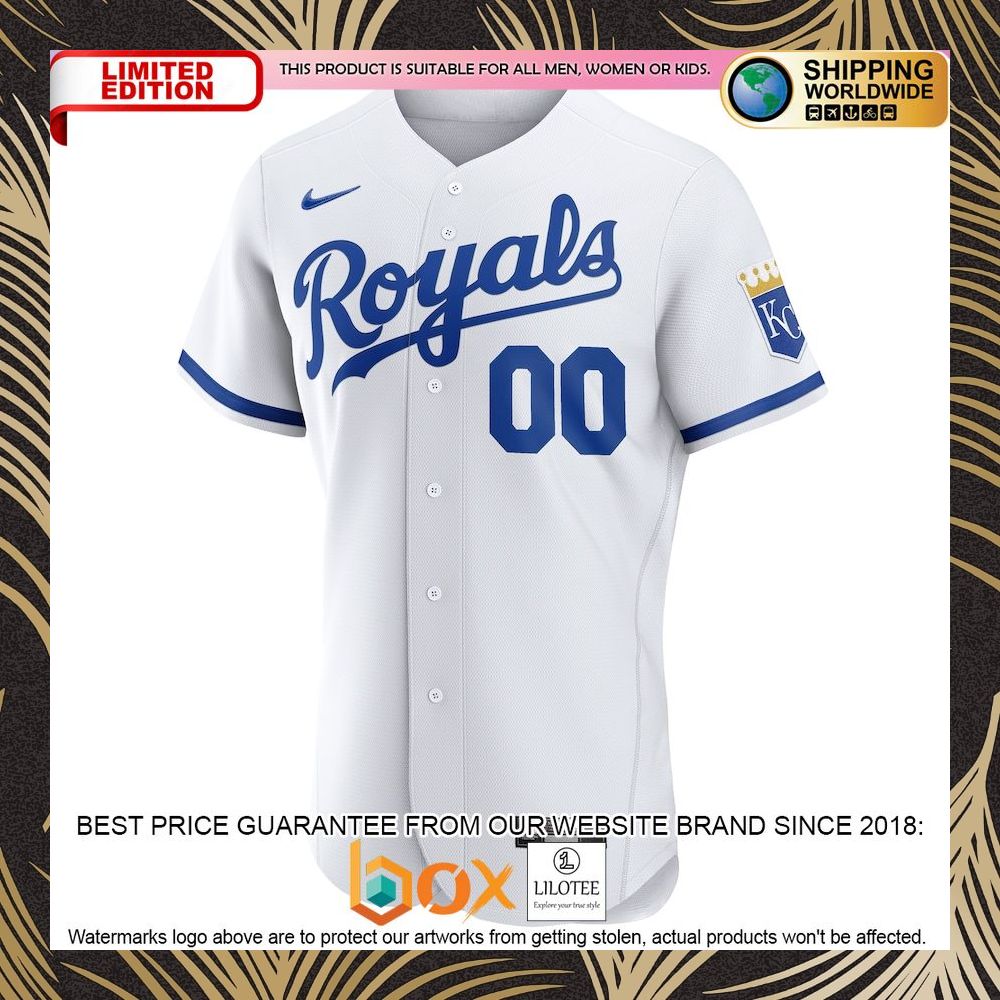 NEW Personalized Kansas City Royals Official Authentic White Baseball Jersey 5