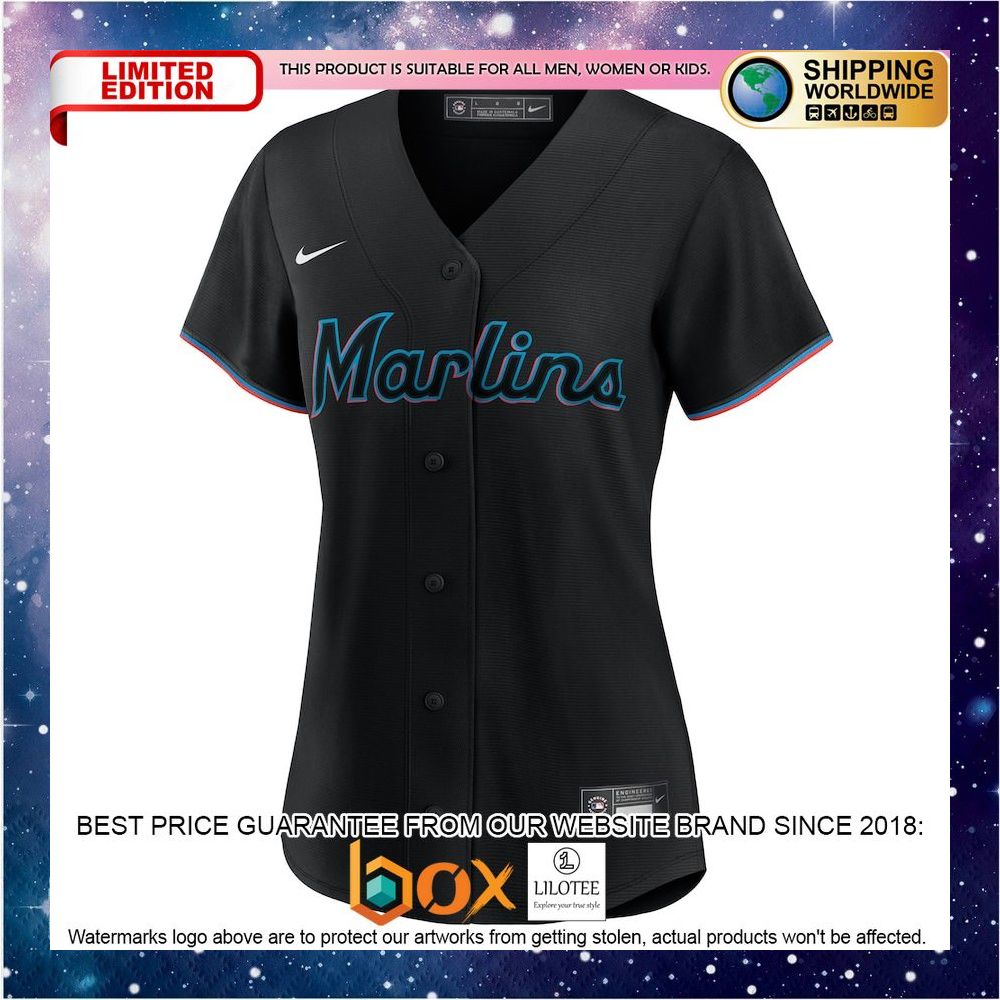 NEW Personalized Miami Marlins Women's Alternate Replica Black Baseball Jersey 2