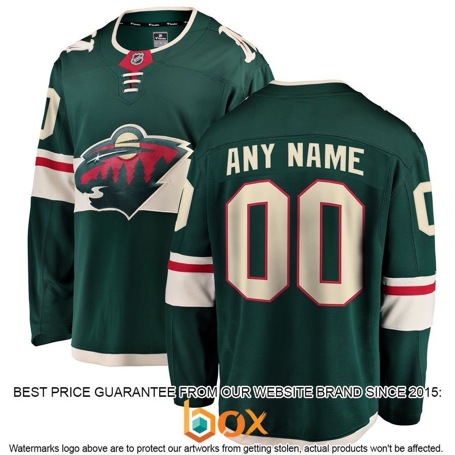 NEW Personalized Minnesota Wild Home Green Hockey Jersey 1