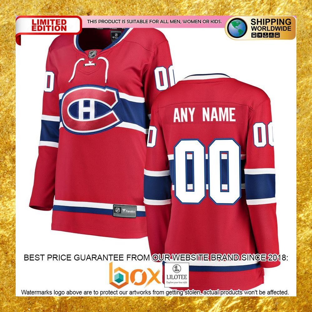 NEW Personalized Montreal Canadiens Women's Home Red Hockey Jersey 5