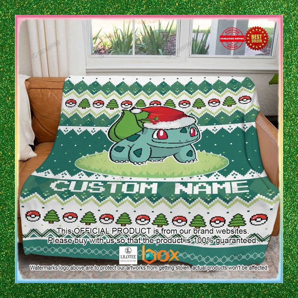 BEST Personalized Name Bulbasaur Christmas Blanket 1