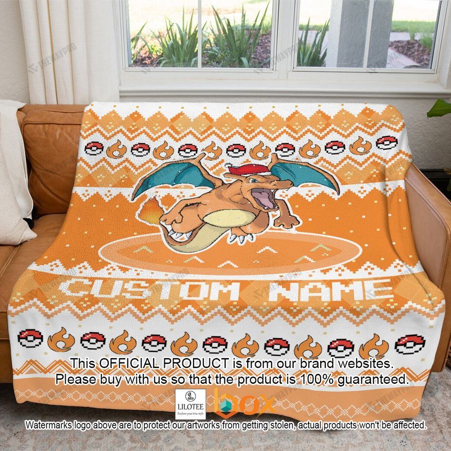 BEST Personalized Name Charizard Christmas Blanket 2
