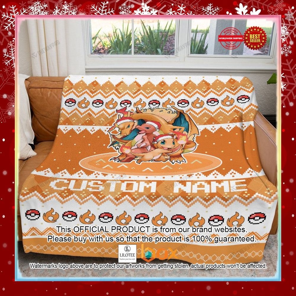 BEST Personalized Name Charmander Charmeleon Charizard Christmas Blanket 3
