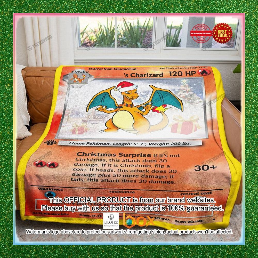 BEST Personalized Name Christmas Charizard Blanket 1