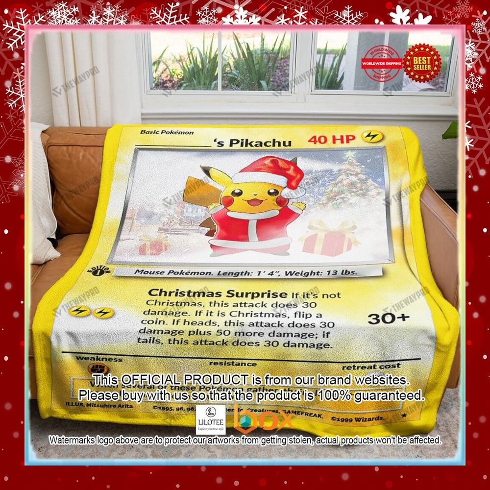 BEST Personalized Name Christmas Pikachu Blanket 3
