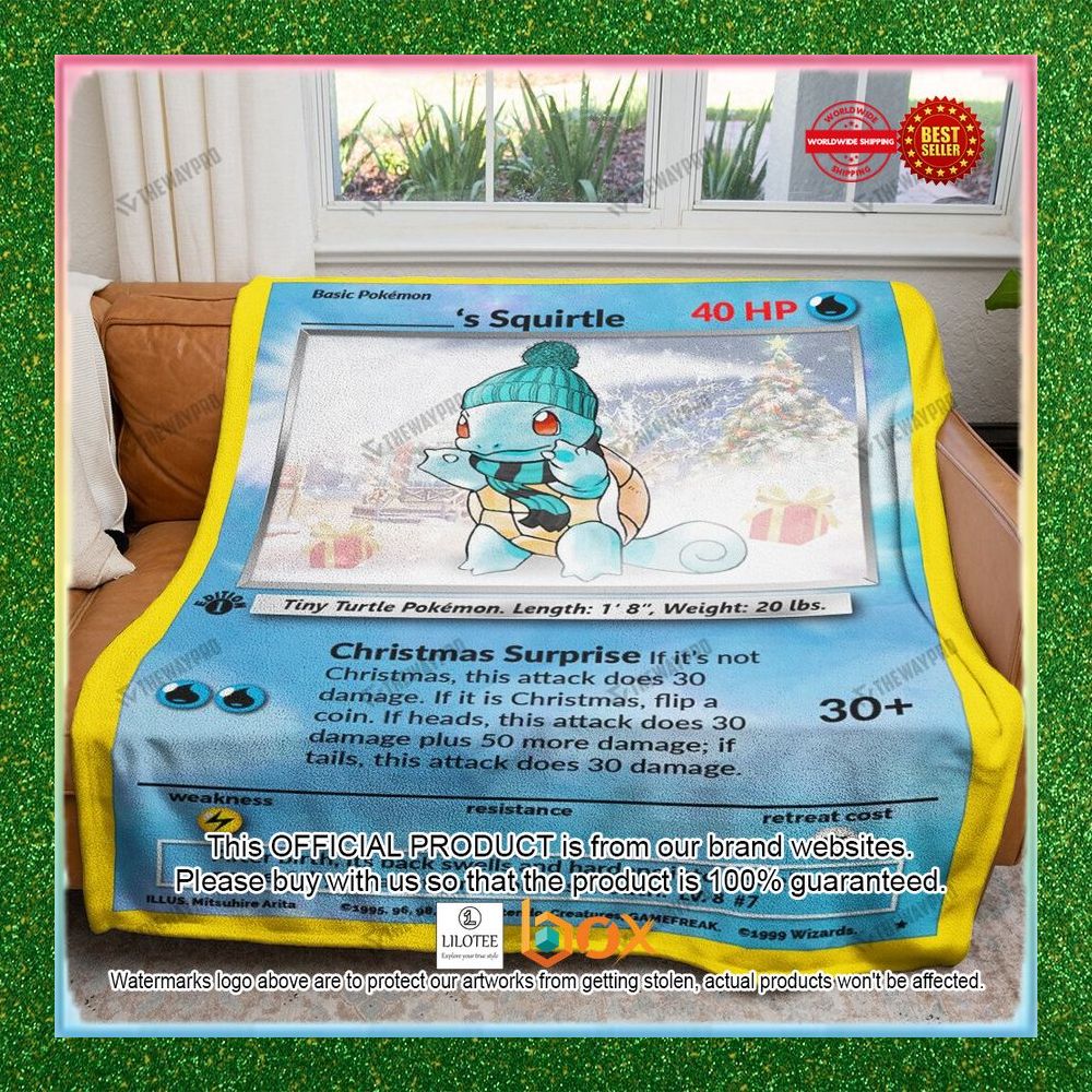 BEST Personalized Name Christmas Squirtle Blanket 1
