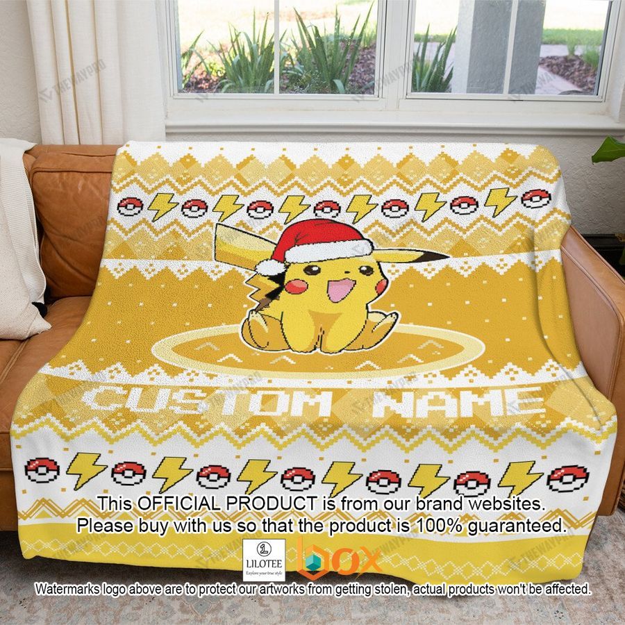BEST Personalized Name Pikachu Christmas Blanket 2
