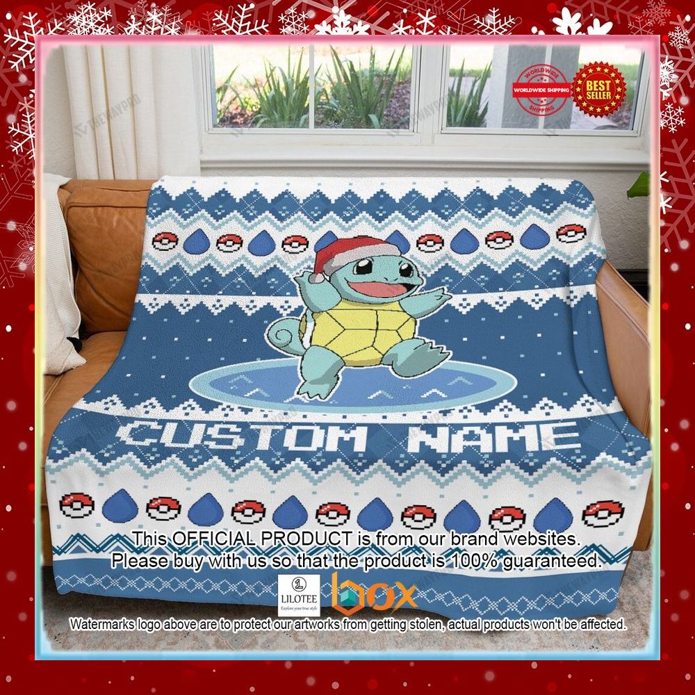 BEST Personalized Name Squirtle Christmas Blanket 3