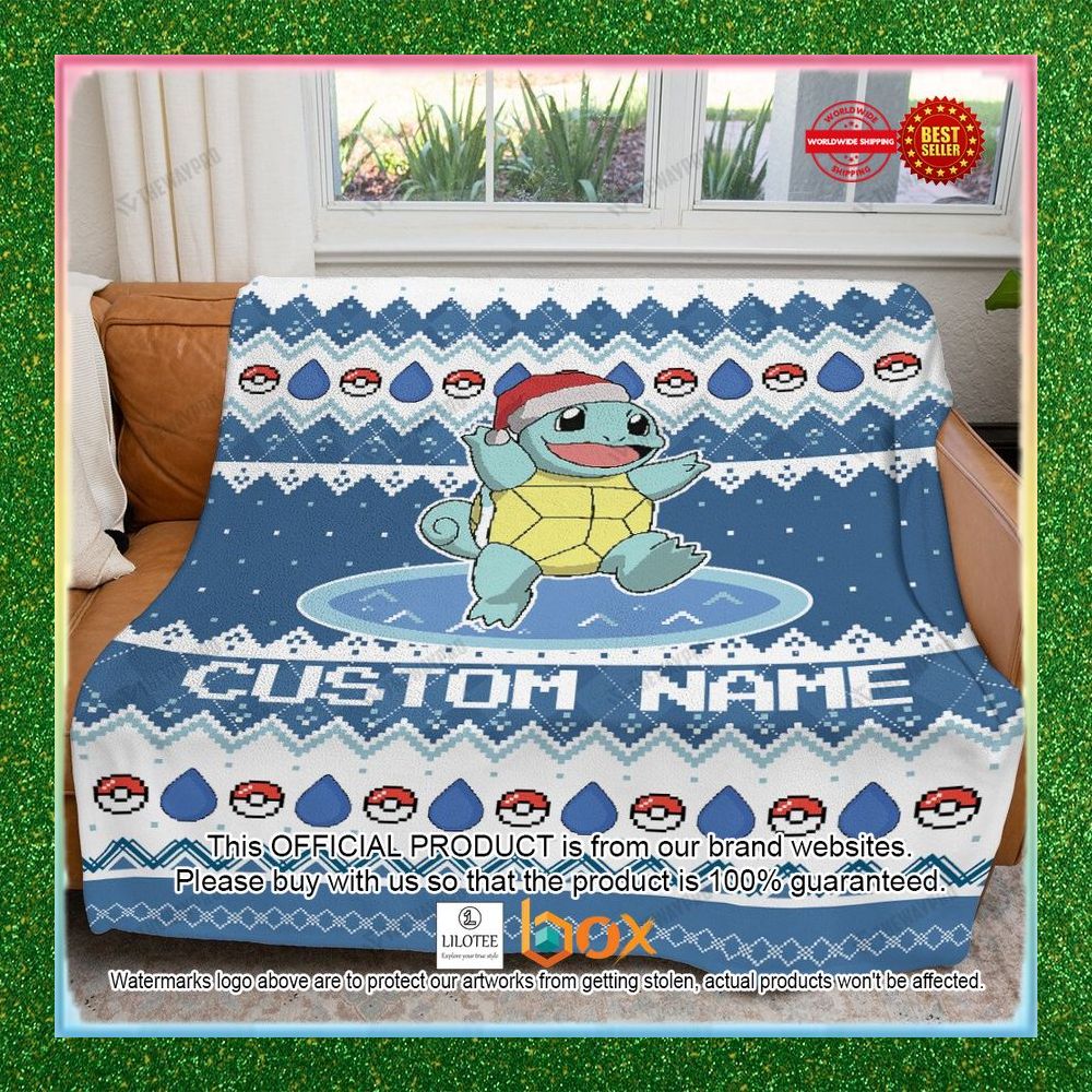 BEST Personalized Name Squirtle Christmas Blanket 1