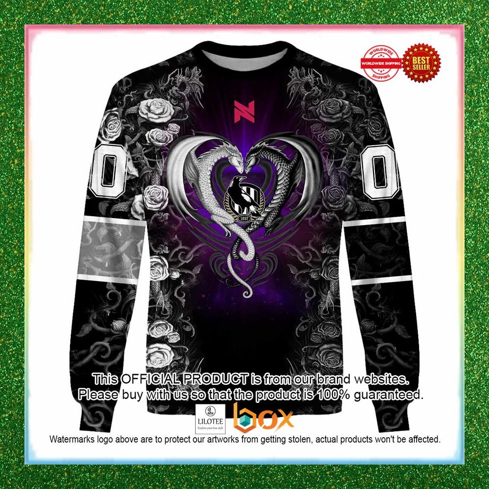 BEST Personalized Netball AU Collingwood Magpies Rose Dragon Hoodie, Shirt 4