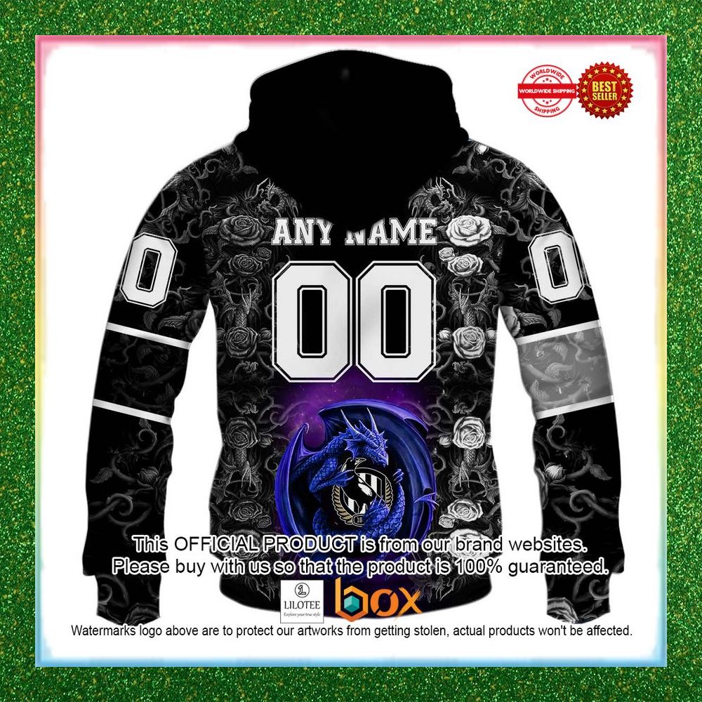 BEST Personalized Netball AU Collingwood Magpies Rose Dragon Hoodie, Shirt 6