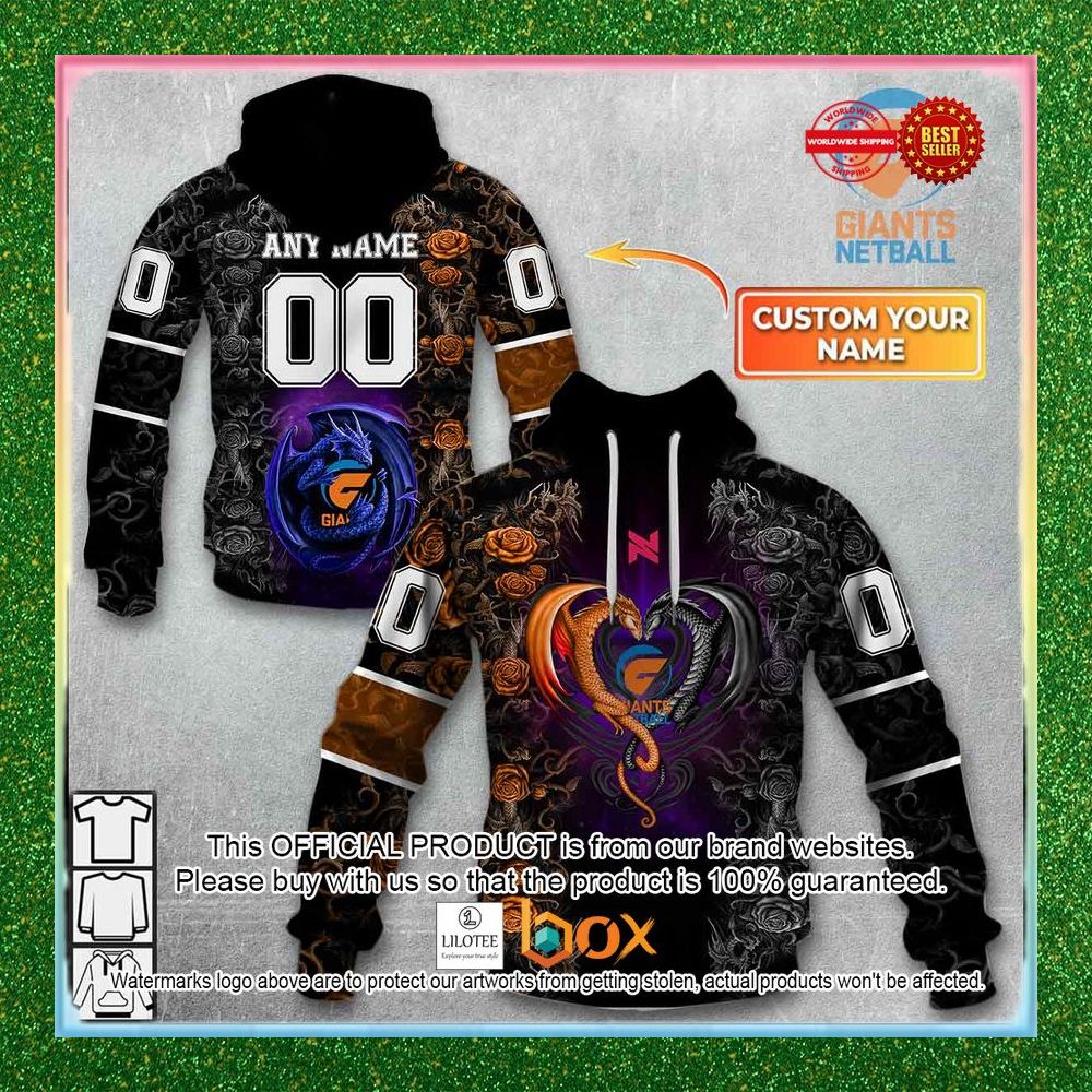 BEST Personalized Netball AU Giants Rose Dragon Hoodie, Shirt 1