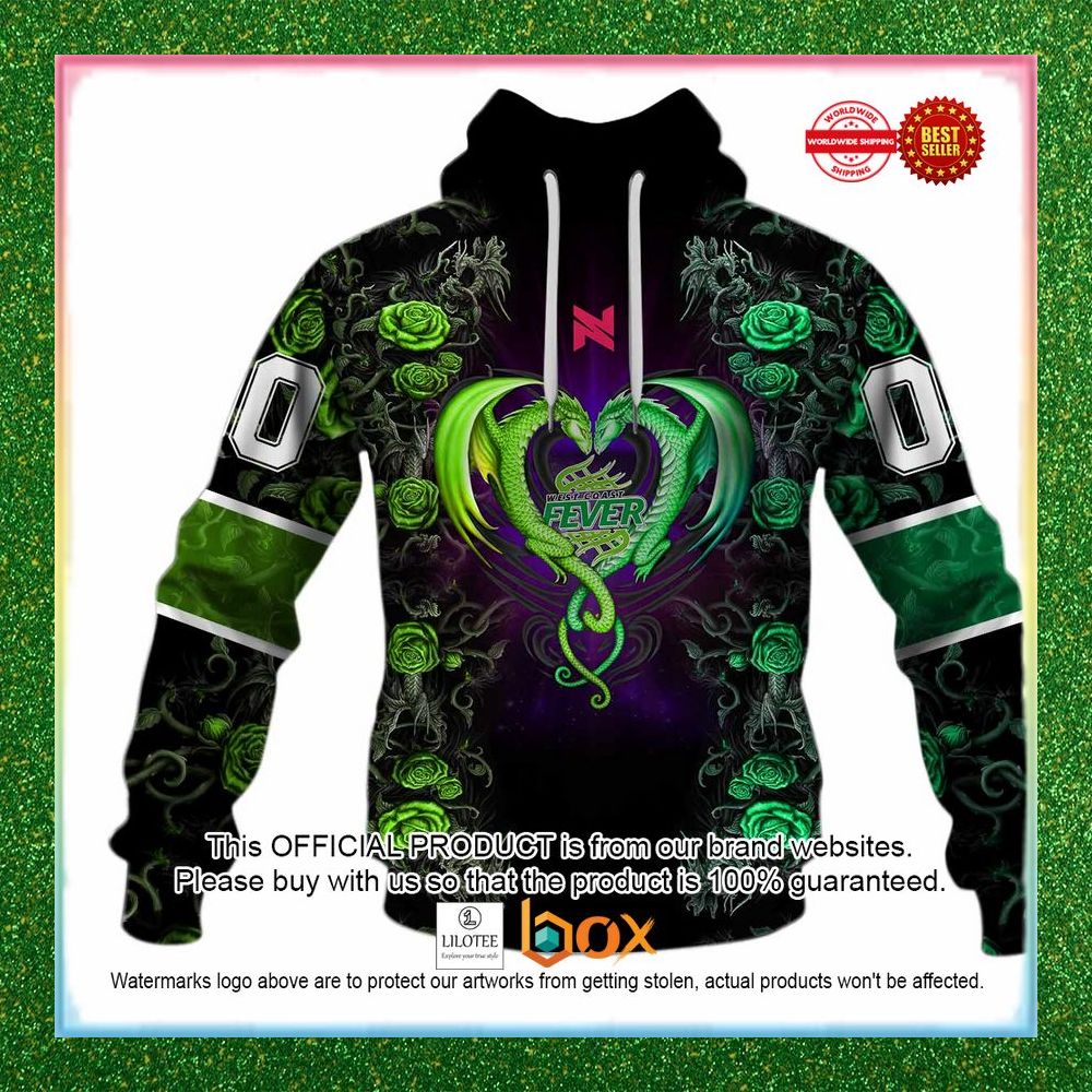 BEST Personalized Netball AU West Coast Fever Rose Dragon Hoodie, Shirt 2