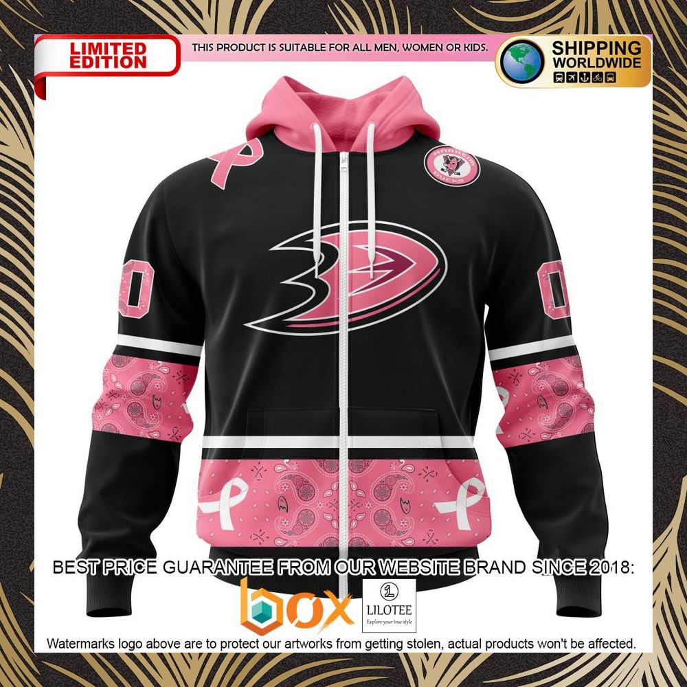 BEST NHL Anaheim Ducks Specialized Design In Classic Style With Paisley! WE WEAR PINK BREAST CANCER Personalized 3D Shirt, Hoodie 2