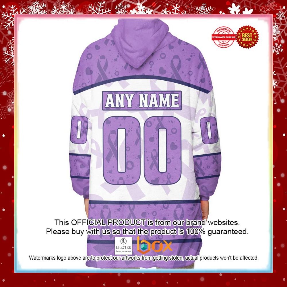 BEST Personalized Arizona Coyotes Special Lavender Fight Cancer Oodie Blanket Hoodie 6