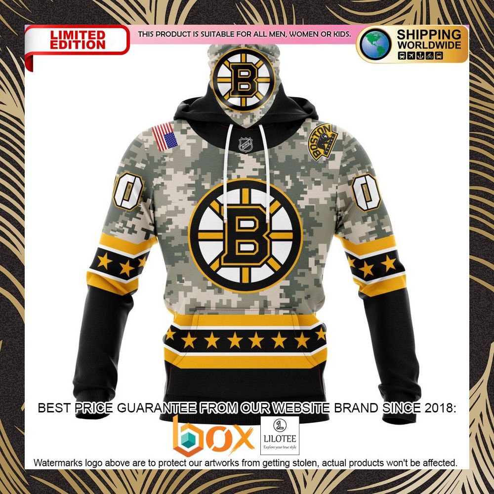 BEST NHL Boston Bruins Honor Military With Camo Color Personalized 3D Shirt, Hoodie 4