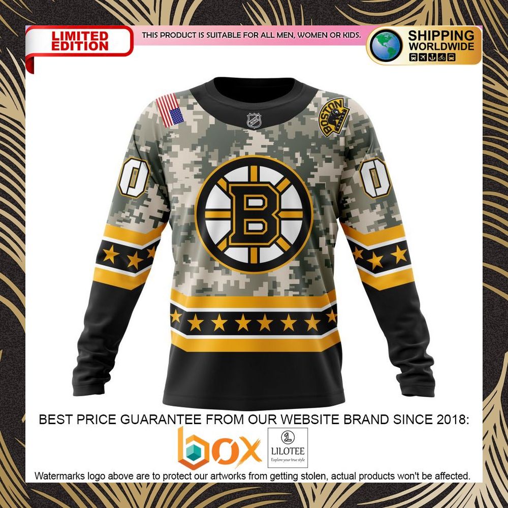BEST NHL Boston Bruins Honor Military With Camo Color Personalized 3D Shirt, Hoodie 6