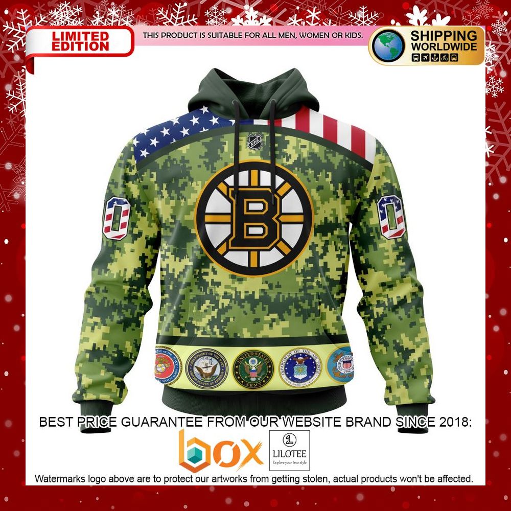 HOT Boston Bruins Honor Military With Camo CUSTOM Shirt, Hoodie 1