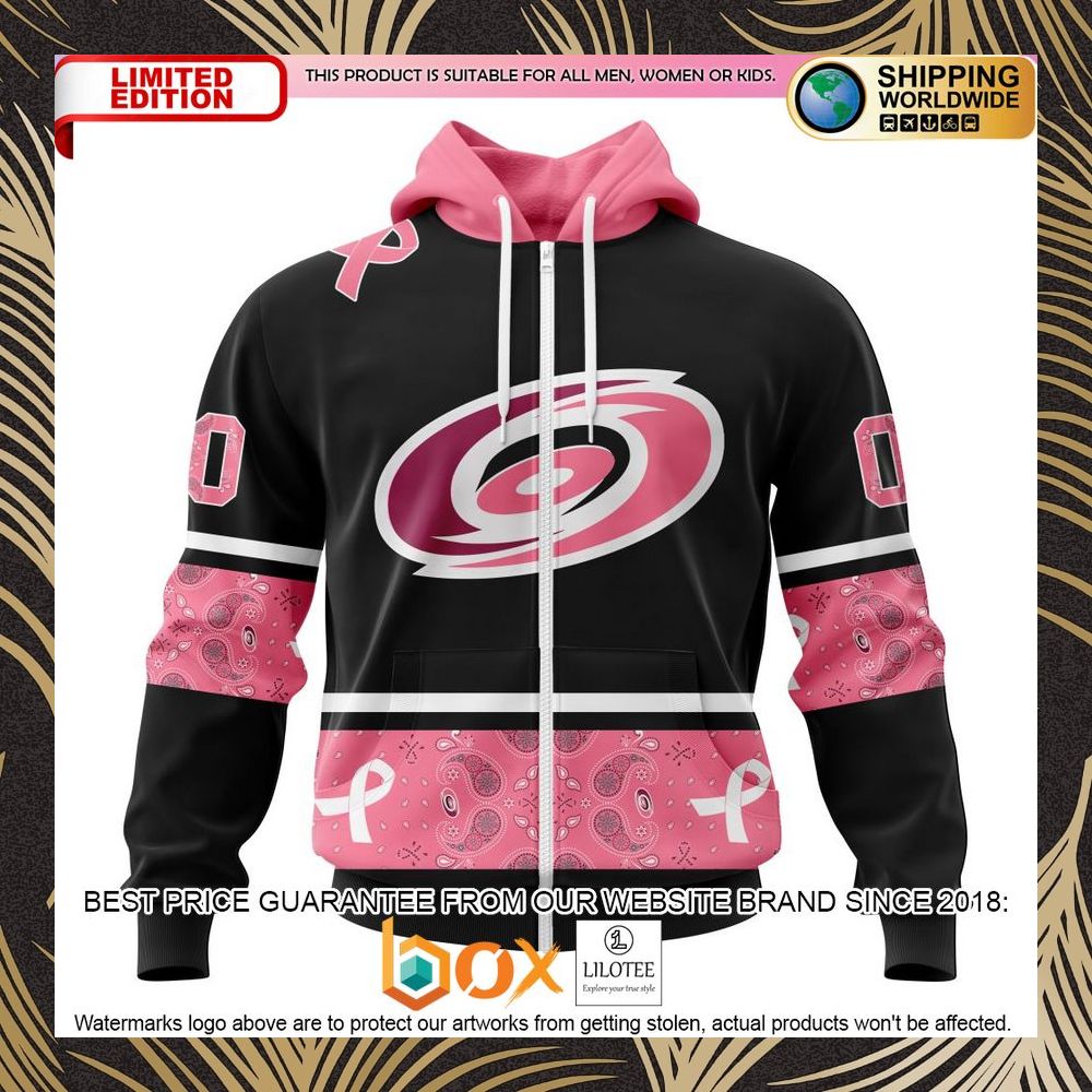BEST NHL Carolina Hurricanes Specialized Design In Classic Style With Paisley! WE WEAR PINK BREAST CANCER Personalized 3D Shirt, Hoodie 2