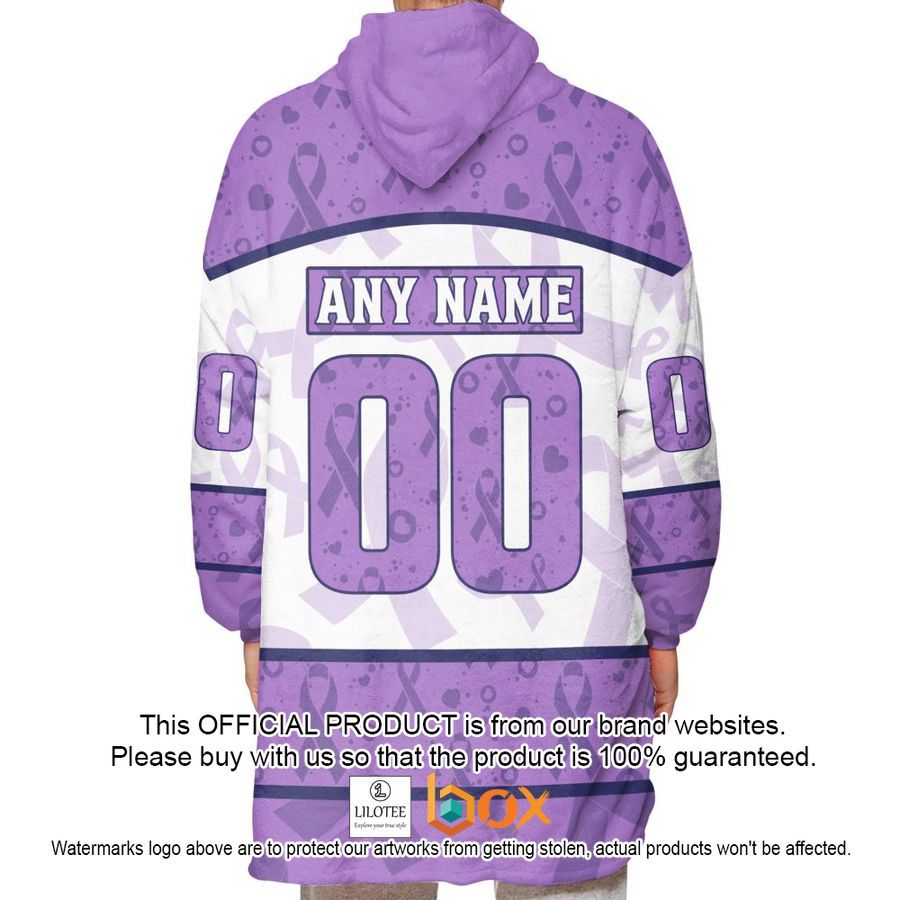 BEST Personalized Chicago Blackhawks Special Lavender Fight Cancer Oodie Blanket Hoodie 4