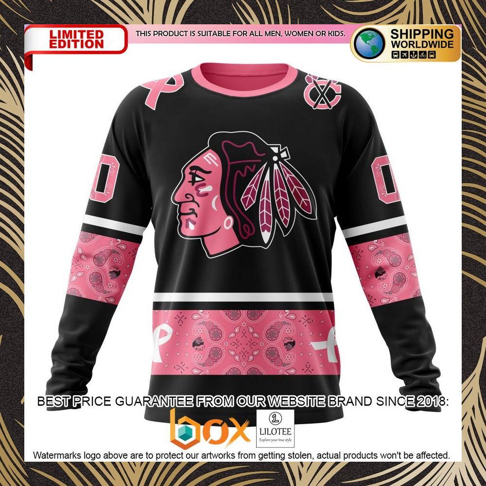BEST NHL Chicago BlackHawks Specialized Design In Classic Style With Paisley! WE WEAR PINK BREAST CANCER Personalized 3D Shirt, Hoodie 6