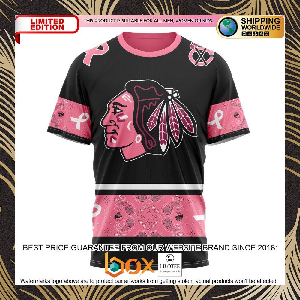 BEST NHL Chicago BlackHawks Specialized Design In Classic Style With Paisley! WE WEAR PINK BREAST CANCER Personalized 3D Shirt, Hoodie 8