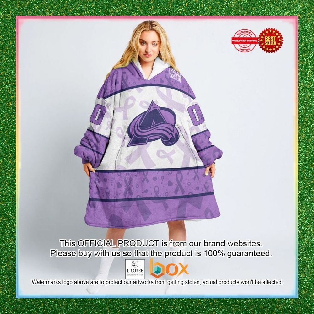 BEST Personalized Colorado Avalanche Special Lavender Fight Cancer Oodie Blanket Hoodie 1