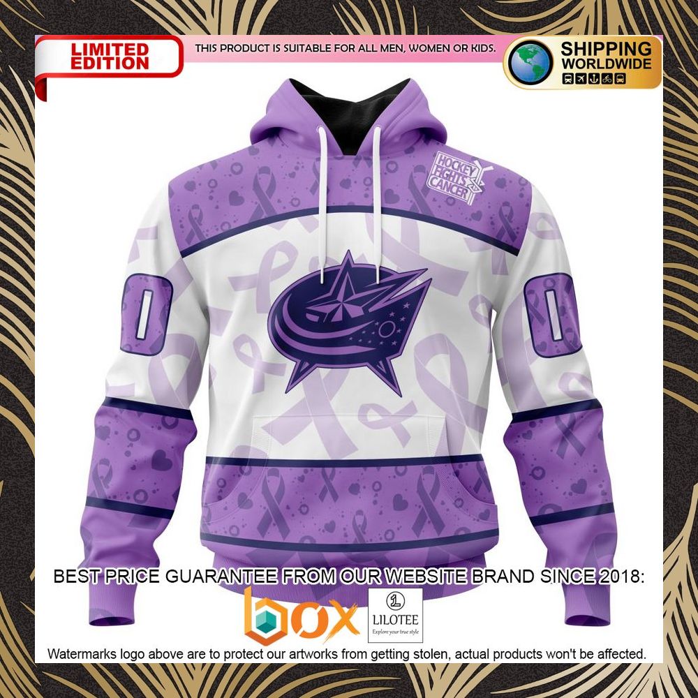 BEST NHL Columbus Blue Jackets Special Lavender Fight Cancer Personalized 3D Shirt, Hoodie 1