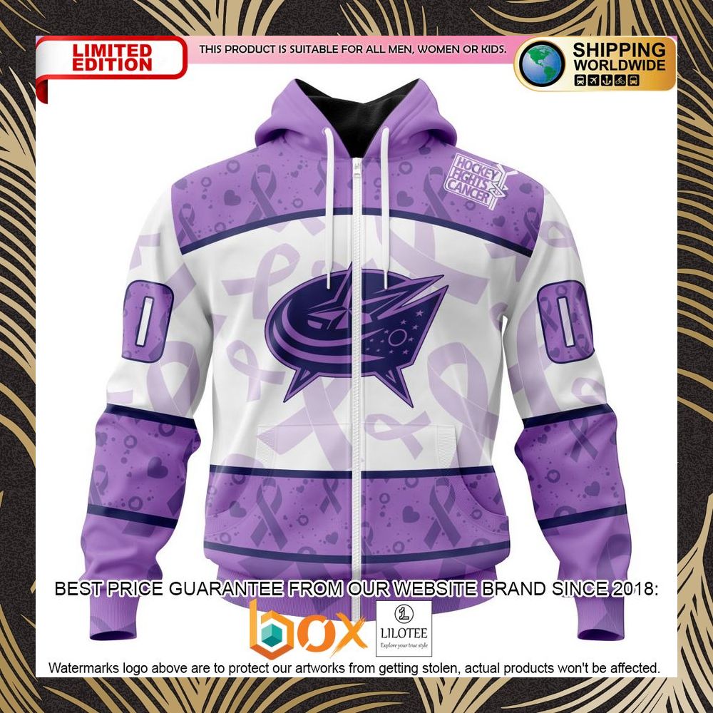 BEST NHL Columbus Blue Jackets Special Lavender Fight Cancer Personalized 3D Shirt, Hoodie 2