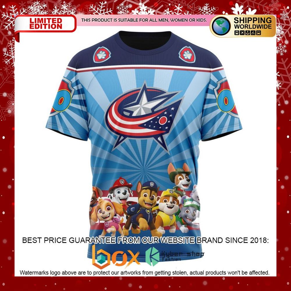 NEW NHL Columbus Blue Jackets Special Paw Patrol Kits Custom Shirt 17