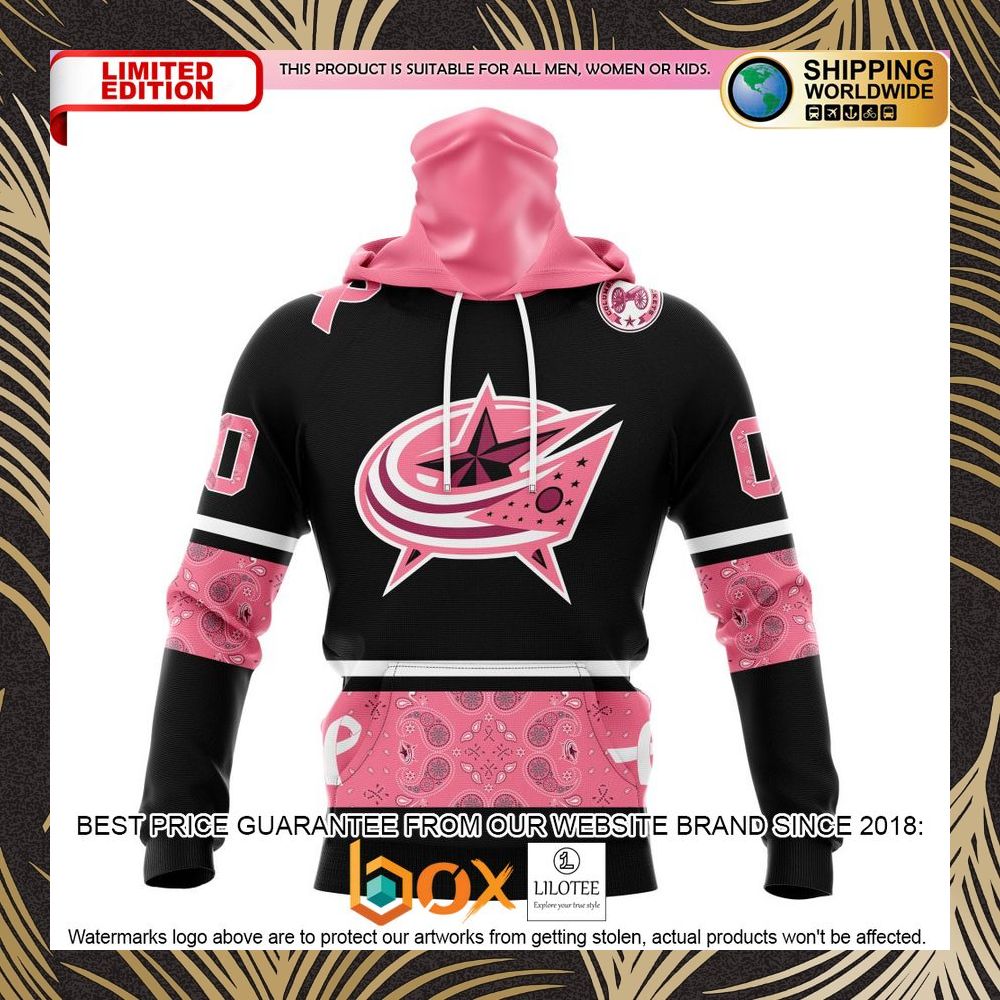 BEST NHL Columbus Blue Jackets Specialized Design In Classic Style With Paisley! WE WEAR PINK BREAST CANCER Personalized 3D Shirt, Hoodie 4