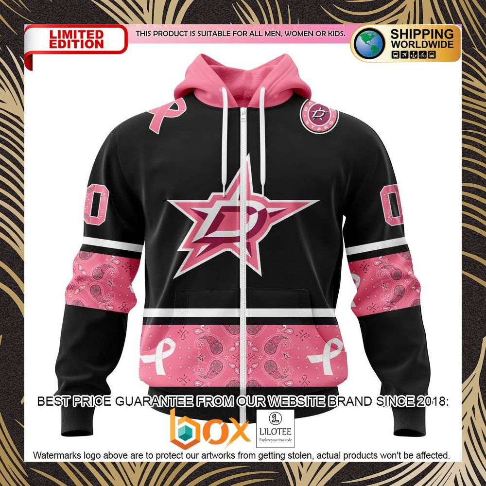 BEST NHL Dallas Stars Specialized Design In Classic Style With Paisley! WE WEAR PINK BREAST CANCER Personalized 3D Shirt, Hoodie 2
