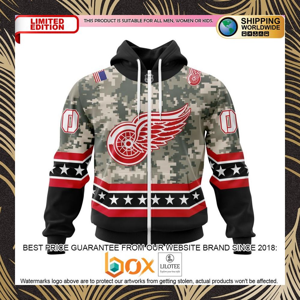 BEST NHL Detroit Red Wings Honor Military With Camo Color Personalized 3D Shirt, Hoodie 2