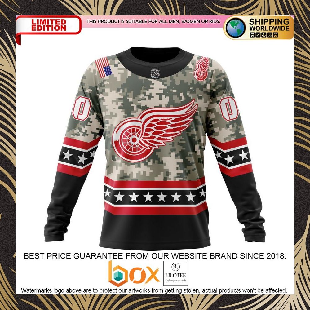 BEST NHL Detroit Red Wings Honor Military With Camo Color Personalized 3D Shirt, Hoodie 6